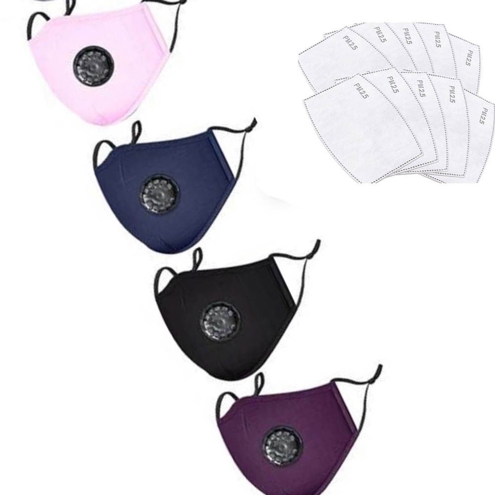 12PCS (4)💯COTTON UNISEX 3 Layer Mask, (8) Filters